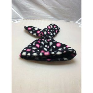 Black Pink Kids Winter Hat Mitten Set One Size Hearts Warm Soft Fleece